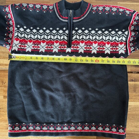 Hanna Andersson Fair Isle Sweater Nordic Quarter-Zip Womens Sz Large Cotton Knit - Picture 2 of 16